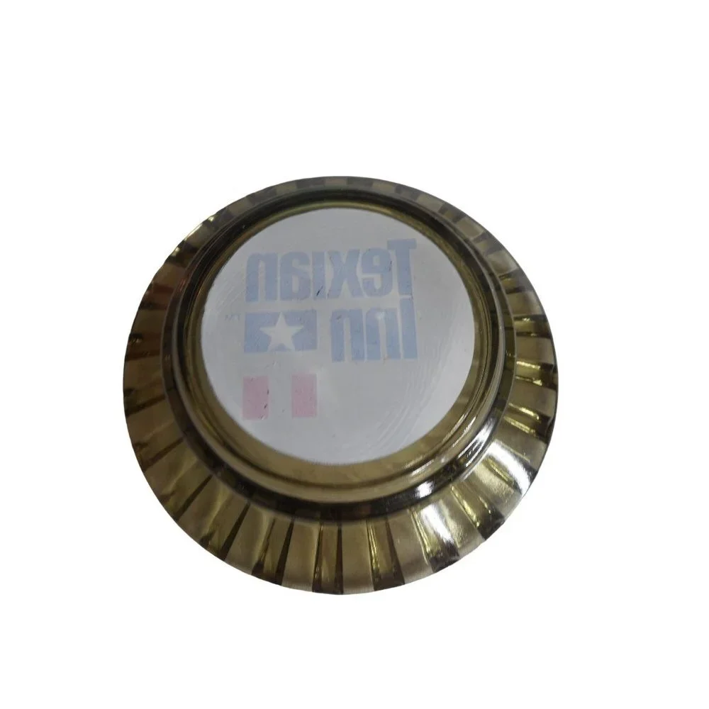 Texian Inn Ashtray Smoked Glass Vintage Motel Advertising - Estate Find